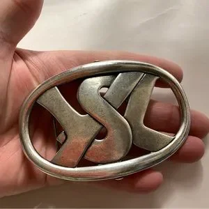 vintage SAINT LAURENT oval YSL logo BELT BUCKLE (needs repair) Yves Saint Laurent Leather Oval-Buckle Belt - Brown Belts  main image 3